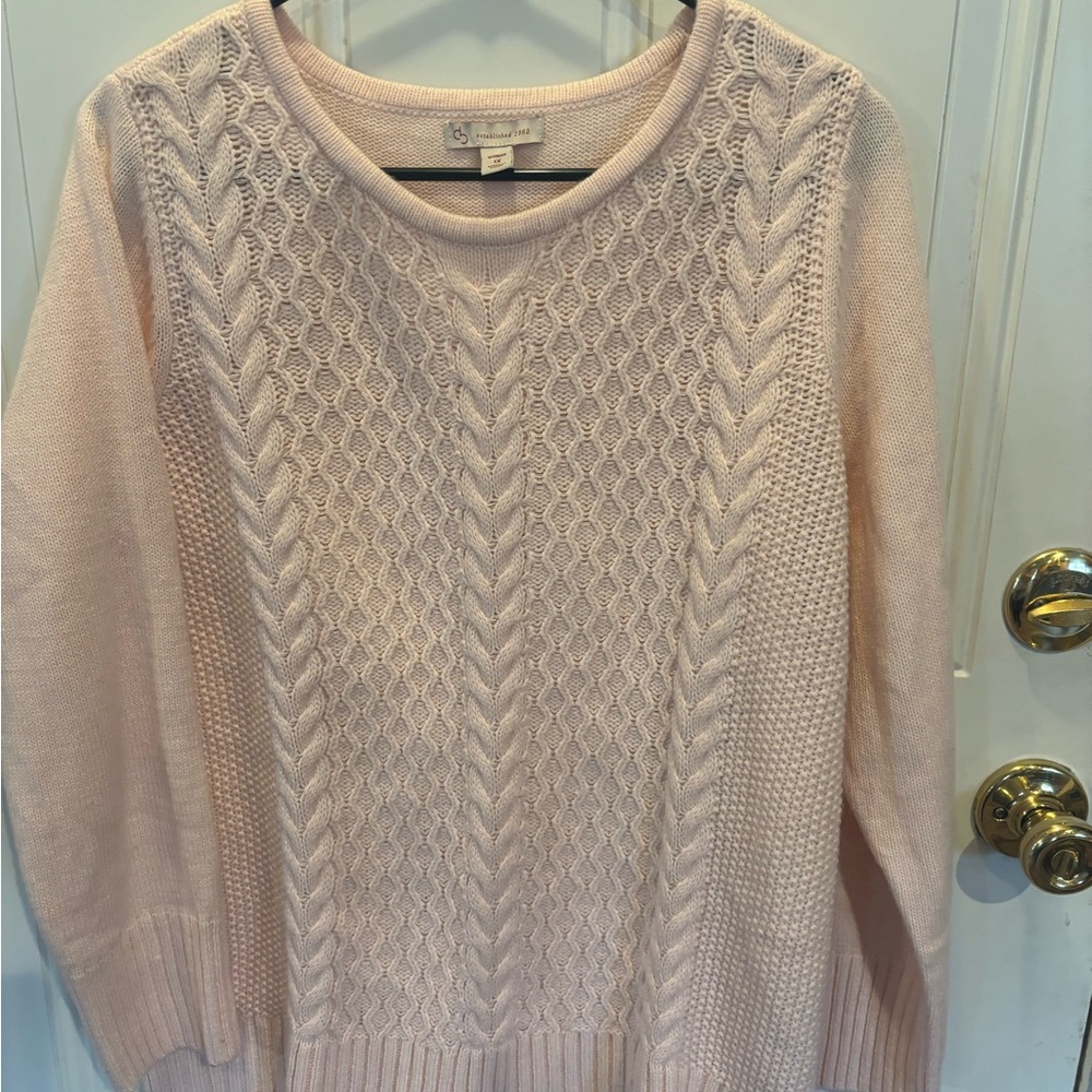 Elegant Light Pink Cable Knit Sweater